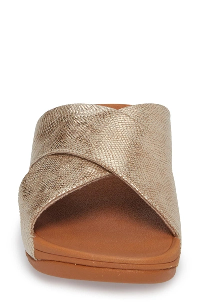 Shop Fitflop Lulu Cross Slide Sandal In Gold Shimmer Print