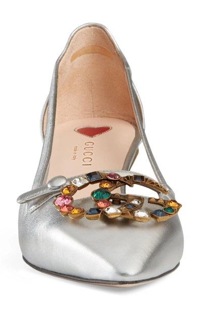 Shop Gucci Embellished Pump In Silver