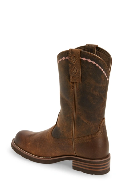 Shop Ariat Unbridled Roper Western Boot In Distressed Brown Leather