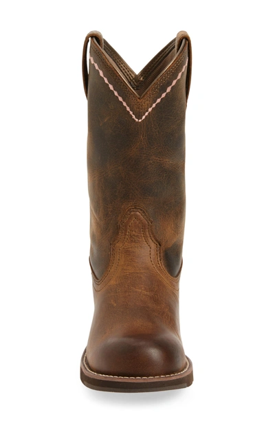 Shop Ariat Unbridled Roper Western Boot In Distressed Brown Leather