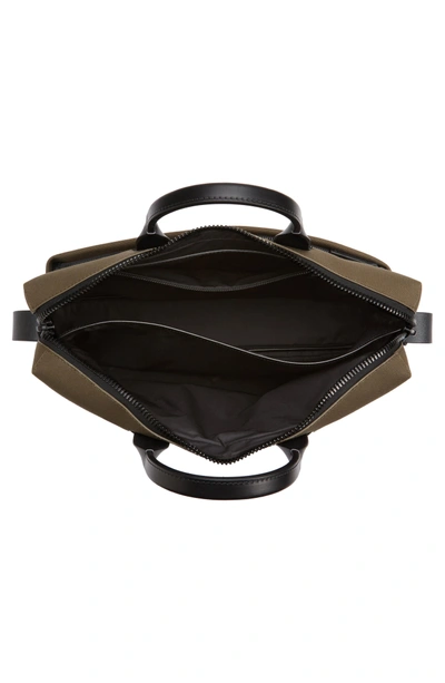 Shop Troubadour Slim Briefcase - Beige In Khaki Canvas/ Black Leather