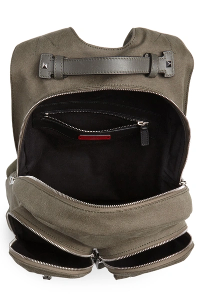 Shop Valentino Garavani Canvas Military Backpack - Green In L90 Olive
