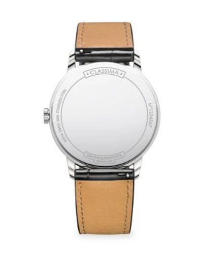 Shop Baume & Mercier Classima 10415 White, Stainless Steel & Alligator Watch In Black