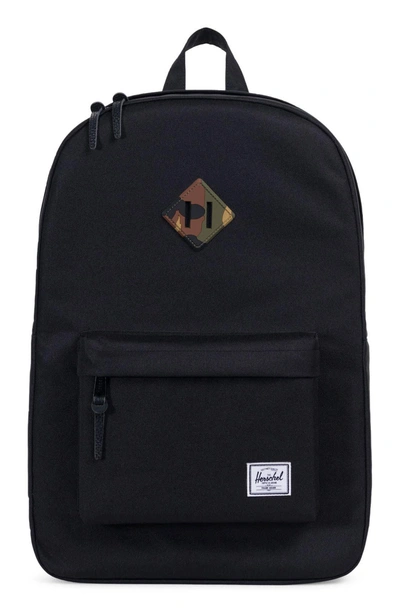 Shop Herschel Supply Co Heritage Backpack - Black In Black/ Woodland Camo