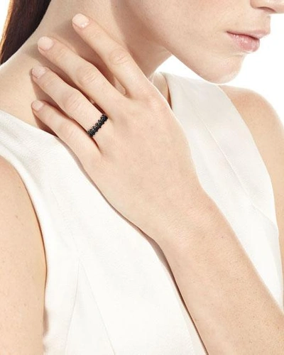 Shop Armenta New World Blackened Scalloped Ring With Diamonds & Black Sapphires In Silver