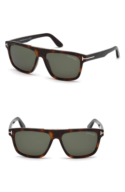 Shop Tom Ford Cecilio 57mm Sunglasses In Dark Havana / Green