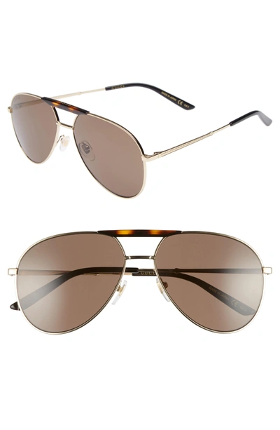 Shop Gucci Cruise 59mm Aviator Sunglasses - Gold/ Black