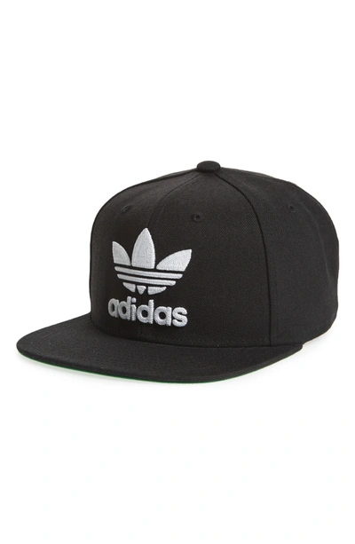Shop Adidas Originals Trefoil Chain Snapback Baseball Cap - Black In Black/ White
