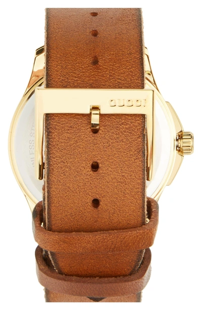 Shop Gucci Bee Insignia Leather Strap Watch, 43mm In Brown