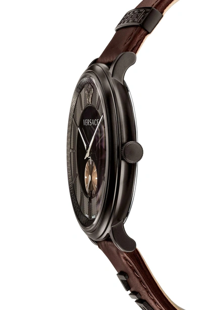 Versace 42mm Manifesto Watch With Brown Liberty Leather Strap In Brown/  Black | ModeSens