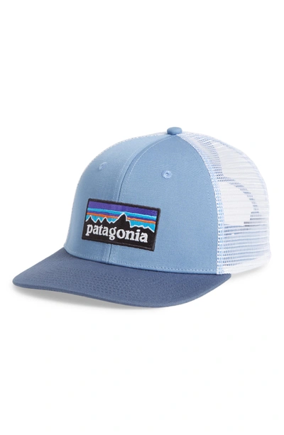 Shop Patagonia P-6 Logo Trucker Hat - Blue In Railroad Blue
