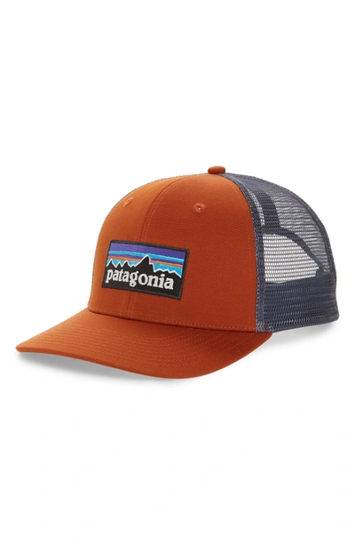 Shop Patagonia P-6 Logo Trucker Hat - Orange In Copper Ore