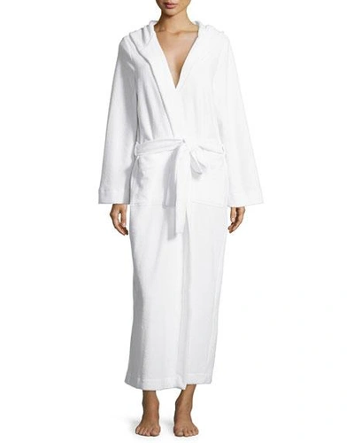 Shop Hanro Hooded Plush Long Robe In White