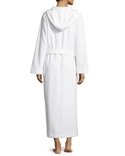 Shop Hanro Hooded Plush Long Robe In White