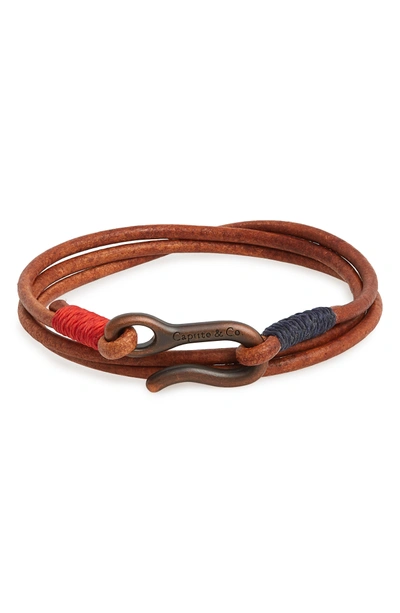 Shop Caputo & Co Leather Wrap Bracelet In Washed Tan