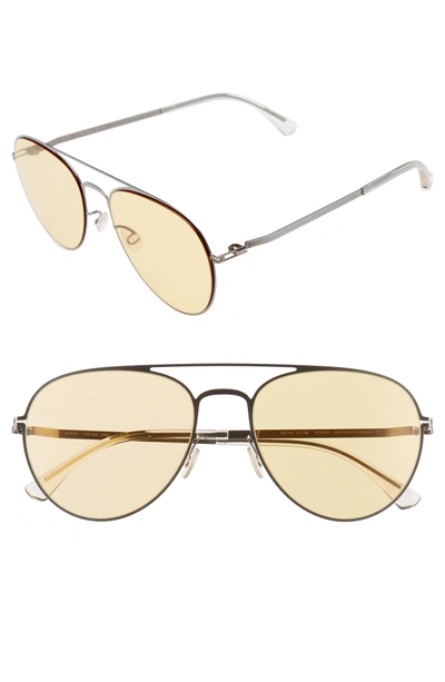 Shop Mykita Samu 55mm Aviator Sunglasses - Shiny Graphite