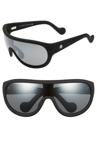 Shop Moncler Sport 60mm Aviator Sunglasses - Rubber Black/ Smoke/ Silver