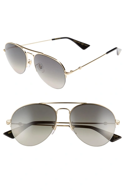Shop Gucci Pilot 56mm Aviator Sunglasses - Gold