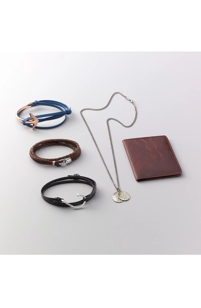 Shop Miansai Silver Hook Leather Bracelet In Black