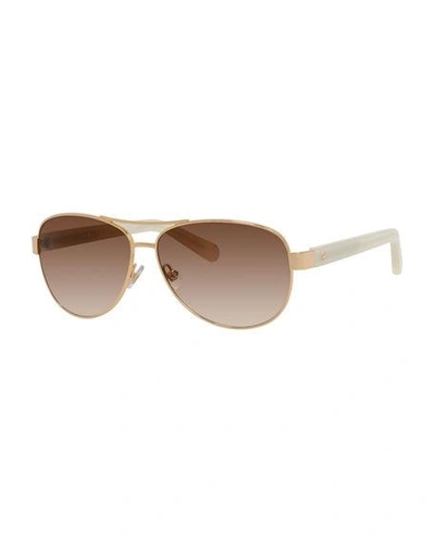 Shop Kate Spade Dalia Aviator Sunglasses In Gold