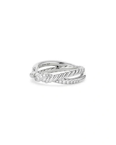Shop David Yurman Continuance Sterling Silver Diamond Single-twist Ring In White/silver