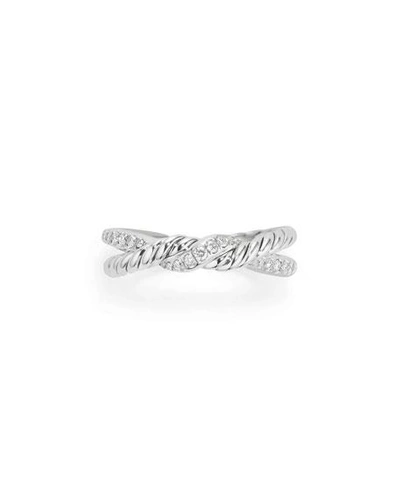 Shop David Yurman Continuance Sterling Silver Diamond Single-twist Ring In White/silver