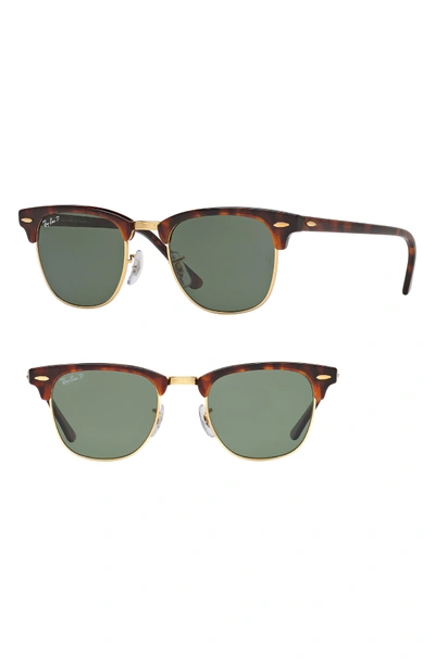 Shop Ray Ban Clubmaster 51mm Polarized Sunglasses In Red Havana