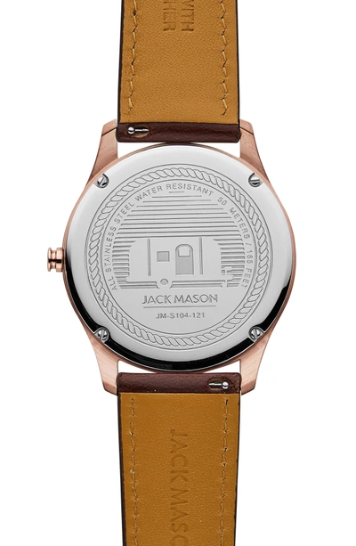 Shop Jack Mason Slim Leather Strap Watch, 42mm In Graphite/ Dark Brown