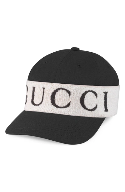 Shop Gucci Knit Band Ball Cap In Black/ White