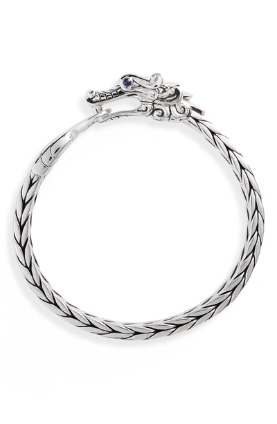 Shop John Hardy Legends Naga Sterling Silver Bracelet In Silver/ Blue Sapphire