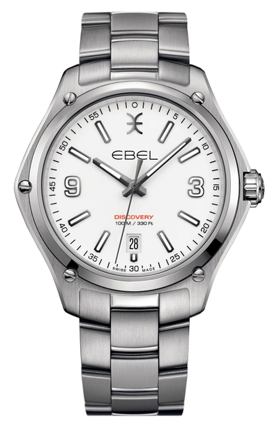 Shop Ebel Discovery Bracelet Watch, 41mm In Silver/ White/ Silver