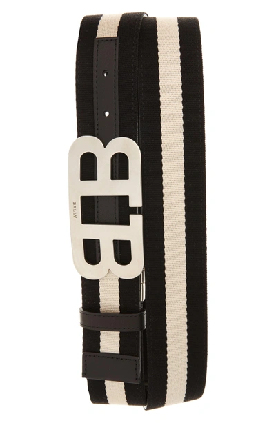 Shop Bally Mirror Buckle Reversible Belt In Black/ Beige