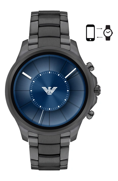 Shop Emporio Armani Smartwatch (47mm) In Blue/ Gunmetal