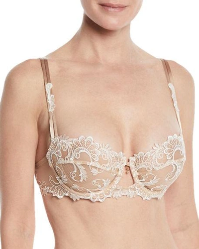 Shop Lise Charmel Dressing Floral Demi-cup Bra In Amber Nacre