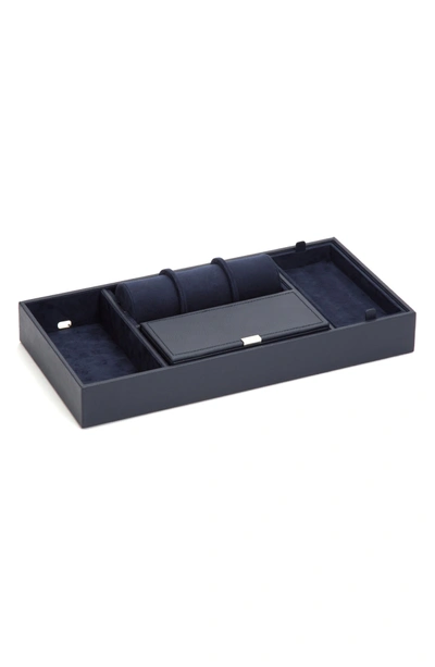 Shop Wolf Howard Valet Jewelry Tray With Tie Roll - Blue In Navy