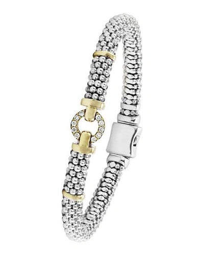 Shop Lagos Sterling Silver & 18k Gold Rope Bracelet With Diamonds, 6mm