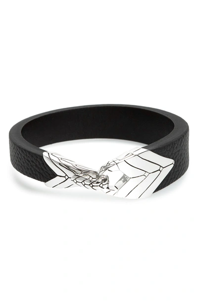 Shop John Hardy Modern Chain Leather Bracelet In Black/ Silver