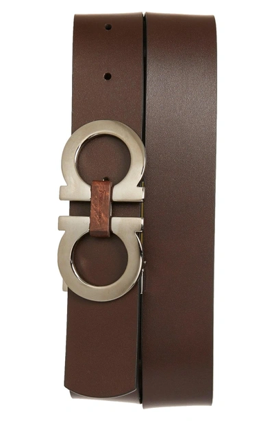 Shop Ferragamo Reversible Leather Belt In Black/ Brown