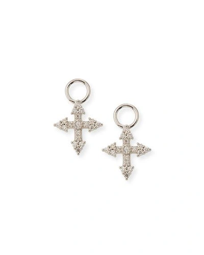 Shop Jude Frances 18k Provence Tiny Cross Diamond Earring Charms In White/gold
