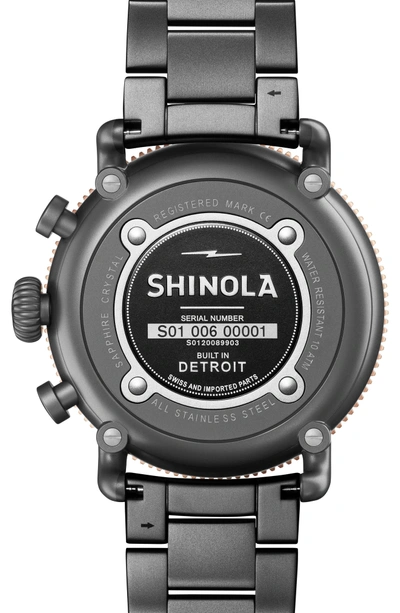 Shop Shinola The Runwell Chronograph Bracelet Watch, 48mm In Gunmetal/ Stone/ Gunmetal