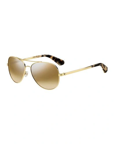 Shop Kate Spade Avaline Mirrored Aviator Sunglasses In Gold Mirror