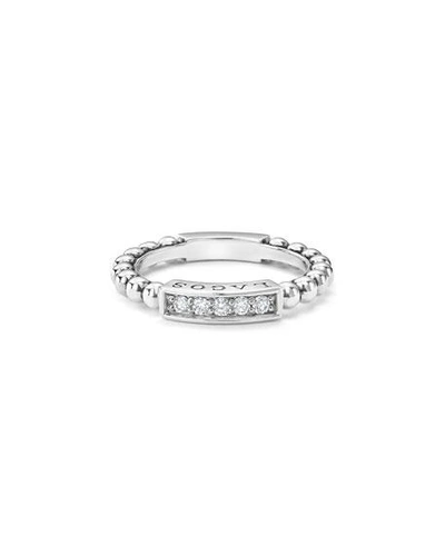 Shop Lagos Caviar Spark Diamond Station Stack Ring In Silver