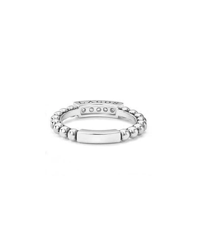 Shop Lagos Caviar Spark Diamond Station Stack Ring In Silver