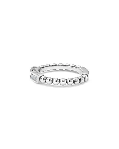 Shop Lagos Caviar Spark Diamond Station Stack Ring In Silver