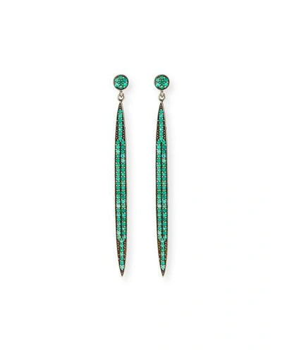 Shop Margo Morrison Pave Spear Dangle Earrings In Green/black