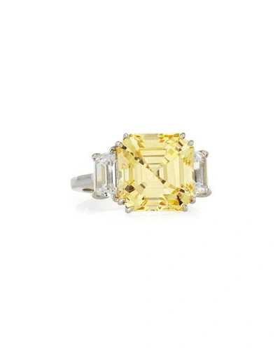 Shop Fantasia By Deserio Canary Asscher Cubic Zirconia Ring, 13.00 Tcw In Yellow
