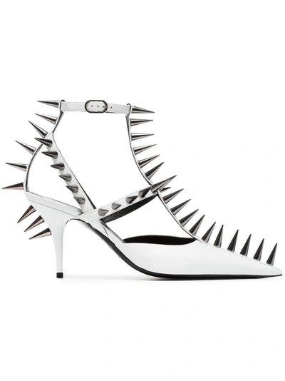 White Knife 80 spike leather pumps