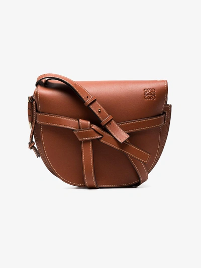 Shop Loewe Brown Gate Leather Shoulder Bag