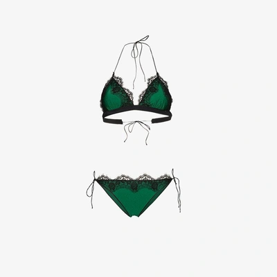 Shop Oseree Travaille Lace Bikini In Green