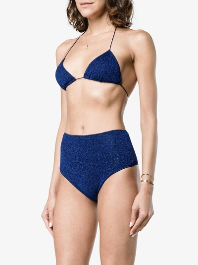 Shop Oseree Lumière High-waisted Bikini In Blue